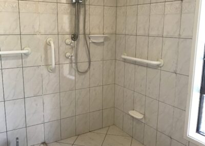 Bathroom modification - white rails, removal of shower screen